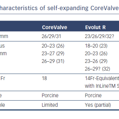 Table 2 Characteristics of self-expanding CoreValve