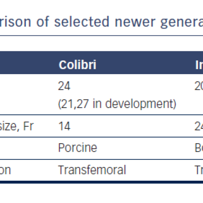 Table 4 Comparison of selected newer generation BE valves