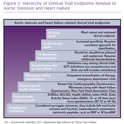 Hierarchy of Clinical Trial Endpoints Related to Aortic Stenosis and Heart Failure