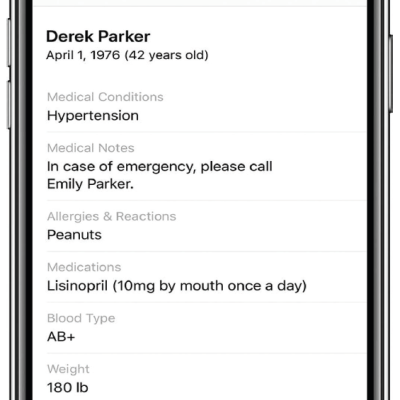 Medical ID on iOS/iPhone