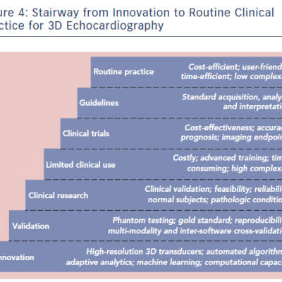 Figure 4 Stairway from Innovation to Routine Clinical Practice for 3D Echocardiography