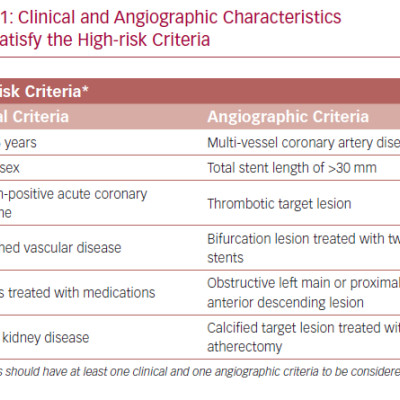 Clinical and Angiographic Characteristics that Satisfy the High-risk Criteria