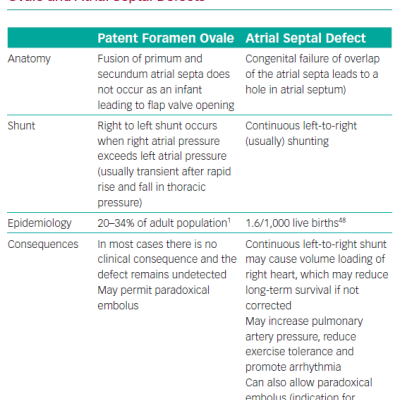 Comparison of Patent Foramen Ovale and Atrial Septal Defects