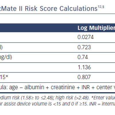 Table 1 HeartMate II Risk Score Calculations