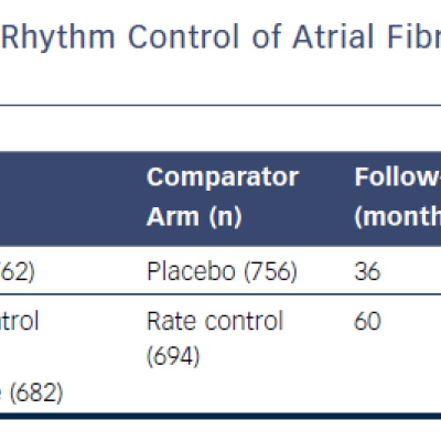 Table 1 Landmark Trials for Pharmacological Rhythm Control of Atrial Fibrillation in Patients with Heart Failure and Reduced Ejection Fraction