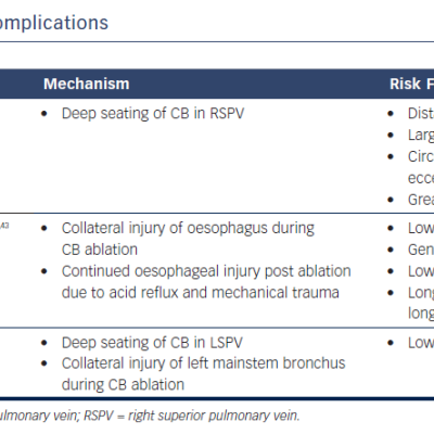 Table 1 Overview of Cryoballoon Complications