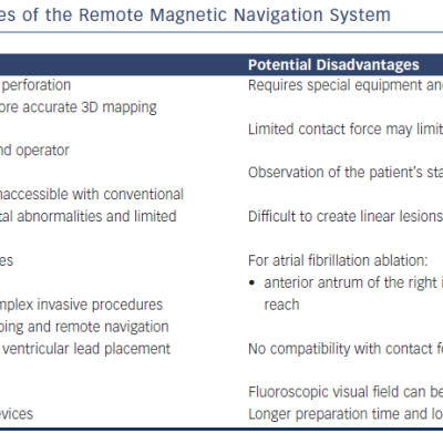 Benefits and Disadvantages of the Remote Magnetic Navigation System