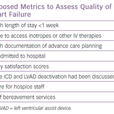 Proposed Metrics to Assess Quality of Hospice Care for Heart Failure