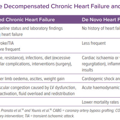 Differences Between Acute Decompensated Chronic Heart Failure and De Novo Heart Failure