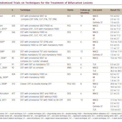 Randomised Trials on Techniques for the Treatment of Bifurcation Lesions