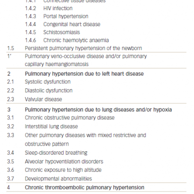 Updated Clinical Classification of Pulmonary Hypertension