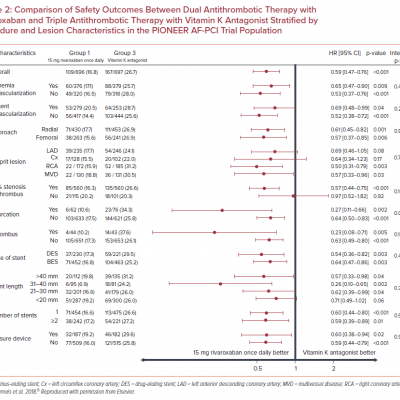 Comparison of Safety Outcomes Between Dual Antithrombotic Therapy with Rivaroxaban and Triple Antithrombotic Therapy with Vitamin K Antagonist Stratified by Procedure and Lesion Characteristics in the PIONEER AF-PCI Trial Population