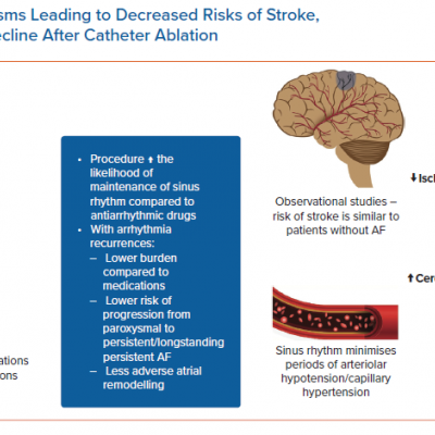 Potential Mechanisms Leading to Decreased Risks of Stroke Dementia and Cognitive Decline After Catheter Ablation