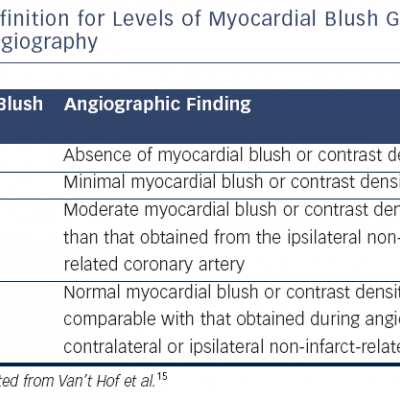 Table 1 Definition for Levels of Myocardial Blush Grade as Seen by Angiography
