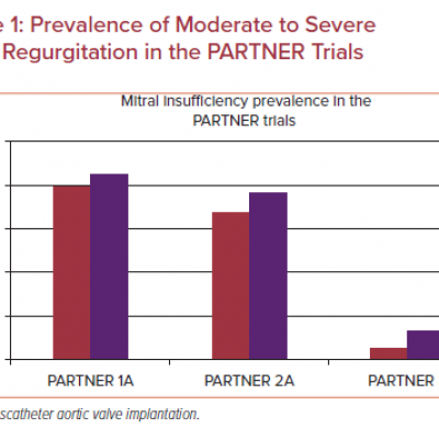 Prevalence of Moderate to Severe Mitral Regurgitation in the PARTNER Trials