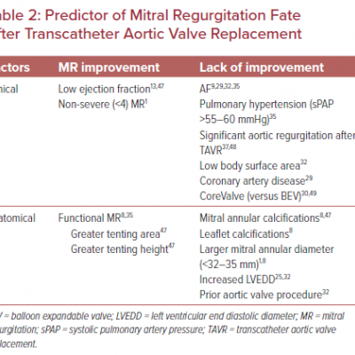 Predictor of Mitral Regurgitation Fate After Transcatheter Aortic Valve Replacement