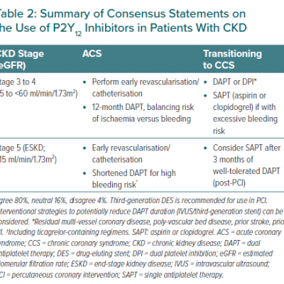 Summary of Consensus Statements on the Use of P2Y12 Inhibitors in Patients With CKD