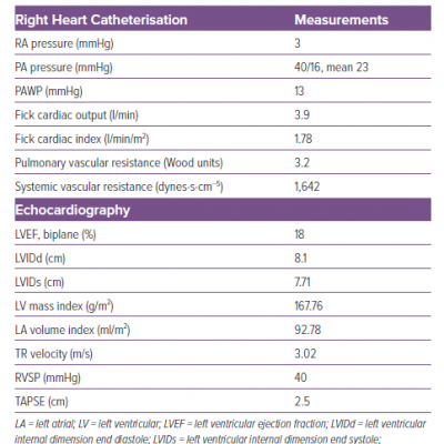 Baseline Echocardiographic and Right Heart Catheterisation Measurements