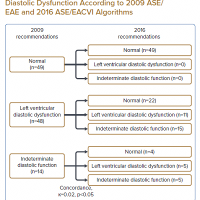 Reclassification of Diastolic Function and Concordance in the Prevalence of Diastolic Dysfunction According to 2009 ASE/ EAE and 2016 ASE/EACVI Algorithms