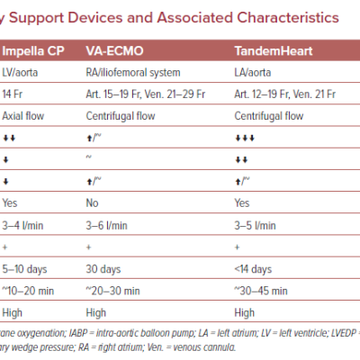 Mechanical Circulatory Support Devices and Associated Characteristics