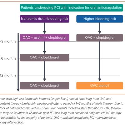 Figure 1 Antithrombotic Regimen for Patients Undergoing Percutaneous Coronary Intervention with Indication for Oral Anticoagulation