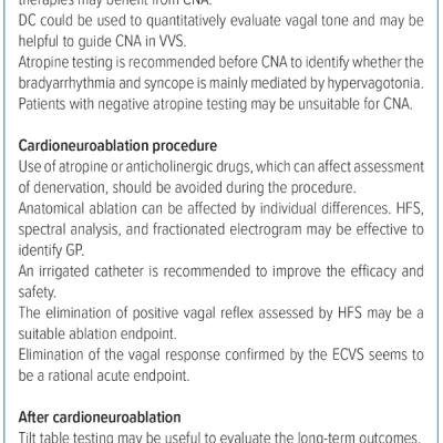 Box 1. Summary of Recommendations for Cardioneuroablation in Vasovagal Syncope