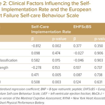 Clinical Factors Influencing the SelfCare Implementation Rate and the European Heart Failure Self-care Behaviour Scale