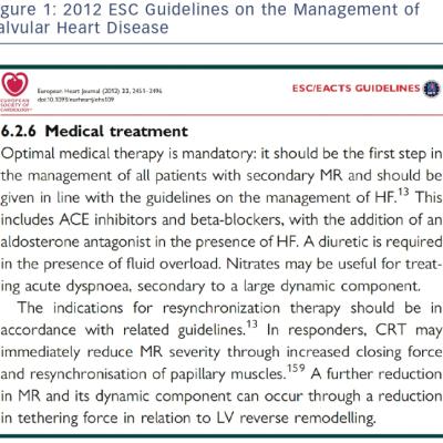 2012 ESC Guidelines on the Management of Valvular Heart Disease