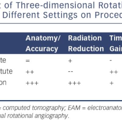 Impact of Three-dimensional Rotational Angiography in Different Settings on Procedural Aspects
