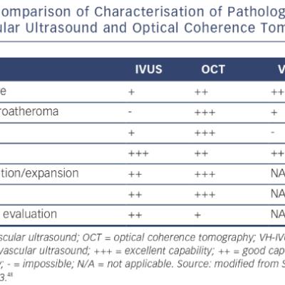 Comparison of Characterisation of Pathology Using Intravascular Ultrasound and Optical Coherence Tomography