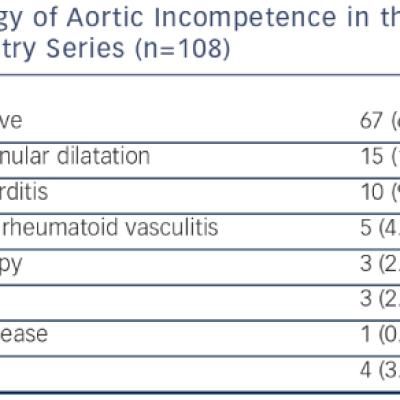 Aetiology of Aortic Incompetence in the Four Combined Registry Series n108