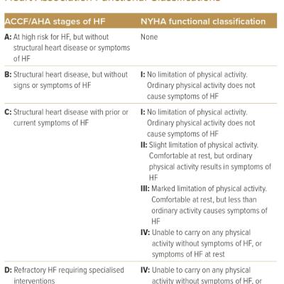 Comparison of American College of Cardiology Foundation/American Heart Association Stages of Heart Failure and New York Heart Association Functional Classifications