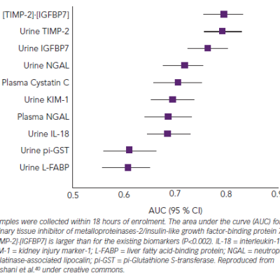 Figure 5 AUC for Known and Novel and Urinary Biomarkers for Acute Kidney Injury in a Heterogeneous Intensive Care Unit Population